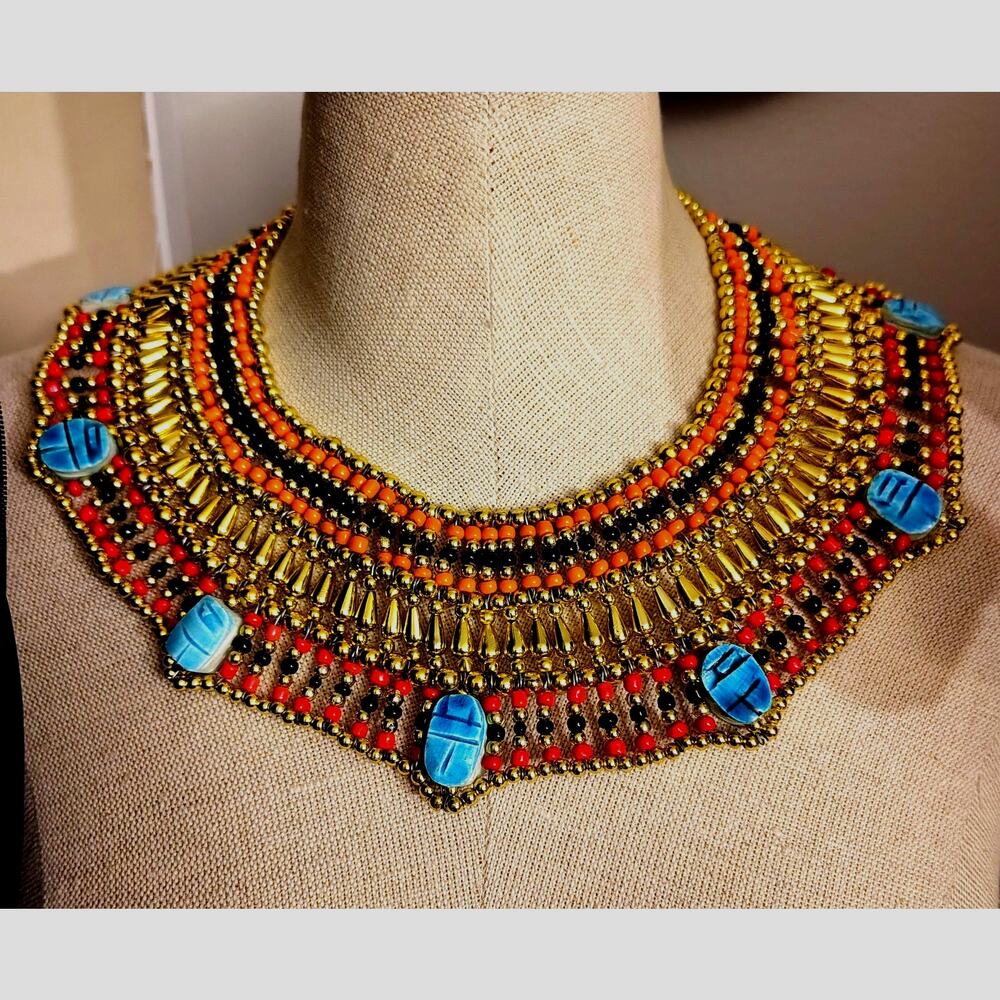 EGYPTIAN QUEEN - CLEOPARTA STYLE COLLAR NECKLACE - HANDMADE - HALLOWEEN